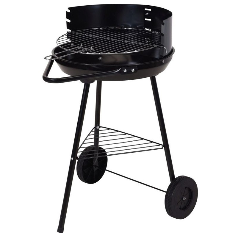 Gratar rotund pe carbuni, inaltime grilaj reglabila, roti, maner, suport - imagine 6